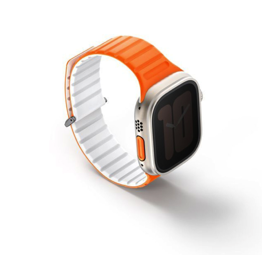 UNIQ REVIX EVO REVERSIBLE MAGNETIC APPLE WATCH STRAP 49/45/44/42MM ‐ AMBER (AMBER ORANGE/WHITE)
