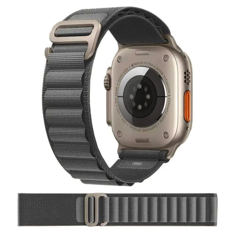 GRIPP Alpine Loop nylon apple watch band,laser logo gray