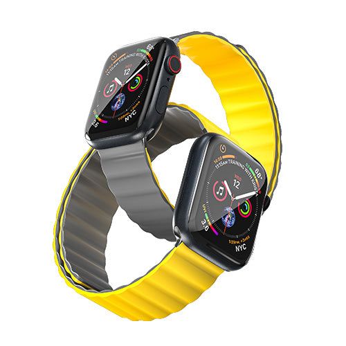 Tingz Reversible Dual Color Watch Strap For Apple Watch 42/44/45MM Yellow - Gray